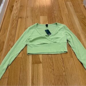 Wild Fable Light Green Ribbed Crop Top